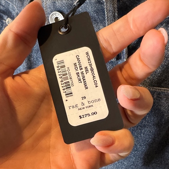 Rag & Bone Classic Blue Denim midi skirt NWT sz 29 - Picture 4 of 5